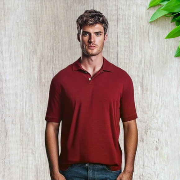 DOCKERS -- Polo Shirt, Large Man, Short Sleeved, Pullover, Rust Colored - Picture 1 of 8